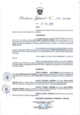 Resolución Jefatural N° 116-2017-AGN/J