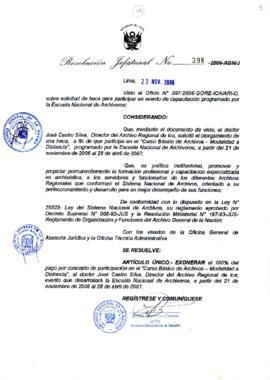 Resolución Jefatural N° 398-2006-AGN/J