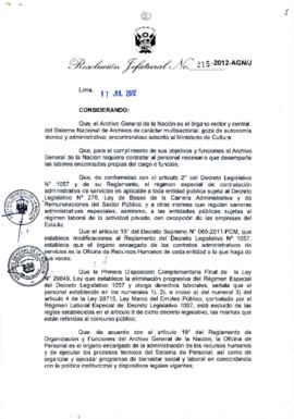Resolución Jefatural N° 215-2012-AGN/J