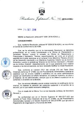 Resolución Jefatural N° 217-2018-AGN/J