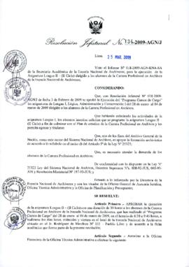 Resolución Jefatural N° 134-2009-AGN/J
