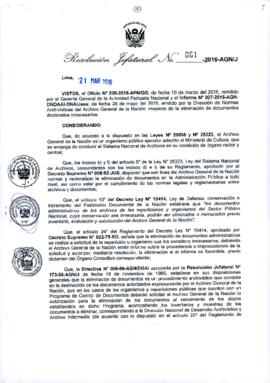 Resolución Jefatural N° 061-2016-AGN/J