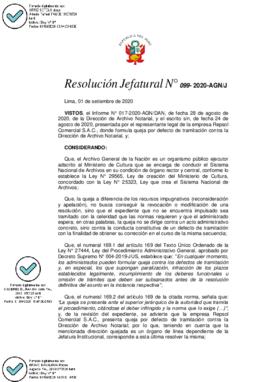 Resolución Jefatural N° 099-2020-AGN/J