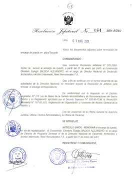 Resolución Jefatural N°064-2001/AGN/J