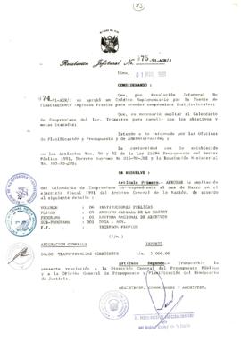 Resolución Jefatural N° 075-1991/AGN/J
