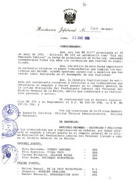 Resolución Jefatural N° 085-1996/AGN/J