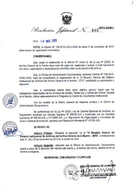 Resolución Jefatural N° 448-2013-AGN/J