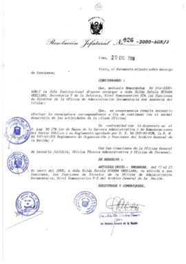 Resolución Jefatural N° 026-2000/AGN/J