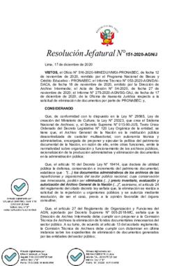 Resolución Jefatural N° 151-2020-AGN/J