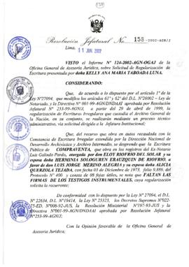 Resolución Jefatural N° 158-2002/AGN/J