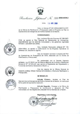 Resolución Jefatural N° 168-2008-AGN/J