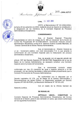 Resolución Jefatural N° 305-2004-AGN/J