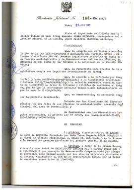Resolución Jefatural N° 106-1985/AGN/J