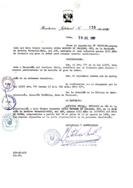 Resolución Jefatural N° 139-1990/AGN/J