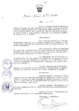 Resolución Jefatural N° 099-1987/AGN/J