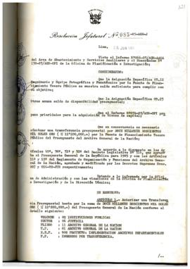 Resolución Jefatural N° 085-1985/AGN/J