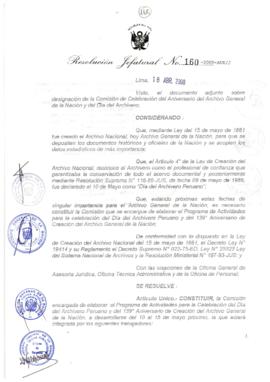 Resolución Jefatural N° 160-2000/AGN/J