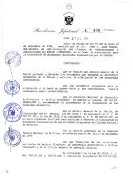 Resolución Jefatural N° 406-1999/AGN/J