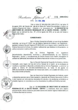 Resolución Jefatural N° 386-2009-AGN/J