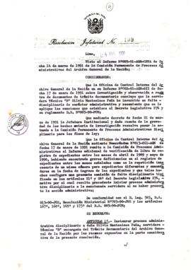 Resolución Jefatural N° 109-1991/AGN/J