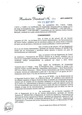 Resolución Directoral N° 024-2011-AGN/OTA
