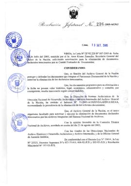 Resolución Jefatural N° 276-2005-AGN/J