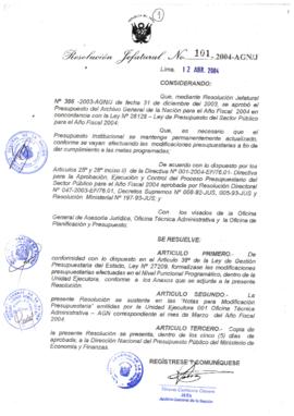 Resolución Jefatural N° 101-2004-AGN/J