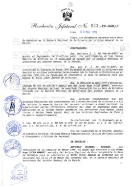 Resolución Jefatural N° 033-1999/AGN/J