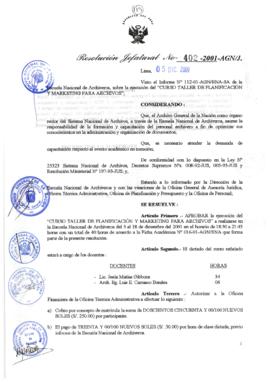 Resolución Jefatural N° 402-2001/AGN/J
