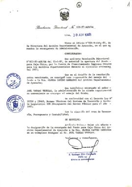 Resolución Directoral N° 16-87-AGN-OA