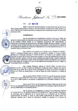 Resolución Jefatural N° 073-2015-AGN/J