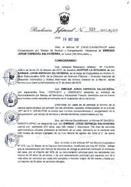 Resolución Jefatural N° 320-2012-AGN/J
