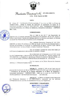 Resolución Directoral N° 047-2005-AGN/OTA