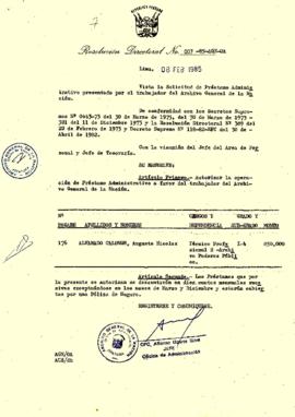 Resolución Directoral N° 07-85-AGN/OA
