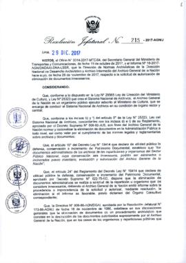 Resolución Jefatural N° 215-2017-AGN/J