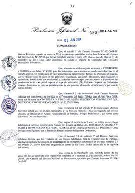 Resolución Jefatural N° 193-2014-AGN/J
