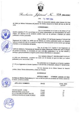 Resolución Jefatural N° 159-2004-AGN/J