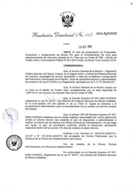 Resolución Directoral N° 037-2014-AGN/OTA
