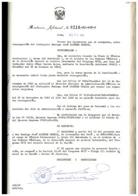 Resolución Jefatural N° 216-1982/AGN/J
