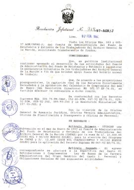 Resolución Jefatural N° 019-1997/AGN/J
