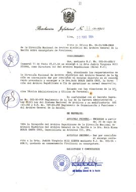 Resolución Jefatural N° 081-1994/AGN/J