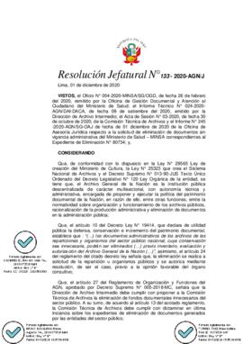 Resolución Jefatural N° 133-2020-AGN/J