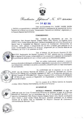 Resolución Jefatural N° 477-2010-AGN/J