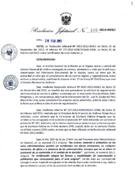 Resolución Jefatural N° 105-2013-AGN/J