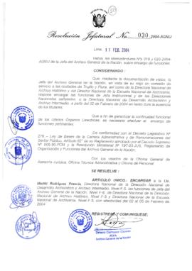 Resolución Jefatural N° 030-2004-AGN/J