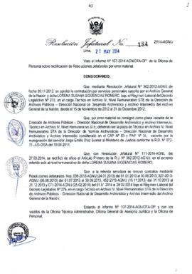 Resolución Jefatural N° 184-2014-AGN/J