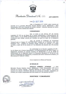 Resolución Directoral N° 033-2011-AGN/OTA