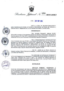 Resolución Jefatural N° 250-2015-AGN/J