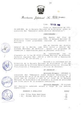 Resolución Jefatural N° 033-1996/AGN/J