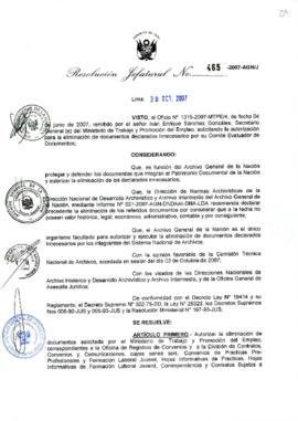 Resolución Jefatural N° 465-2007-AGN/J
